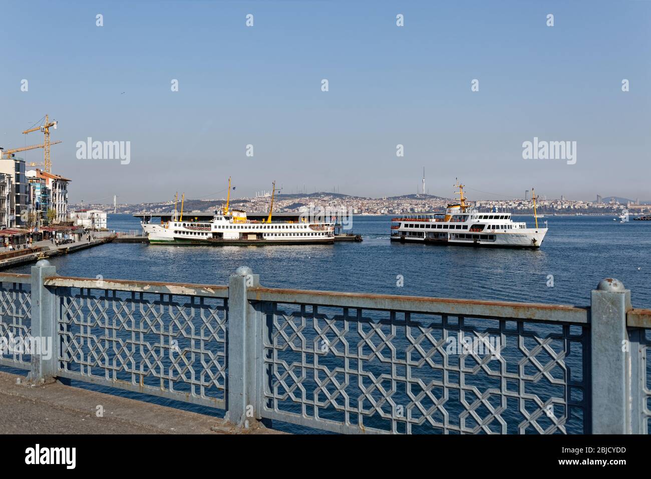 Ferries Landing And Departing From Ferry Line Terminal In Karakoy ...