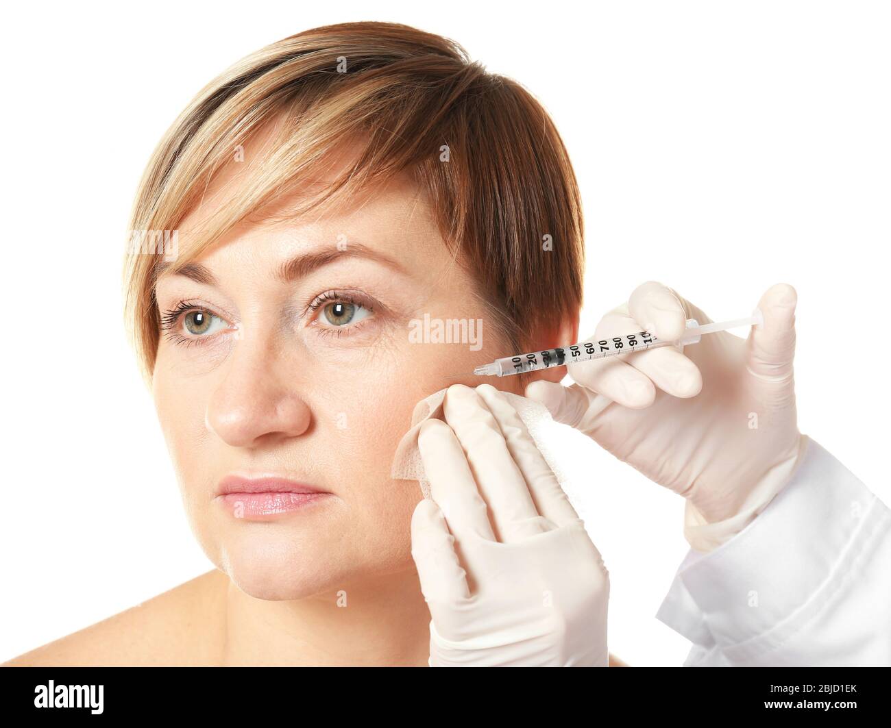 Hyaluronic acid injection for facial rejuvenation procedure Stock Photo