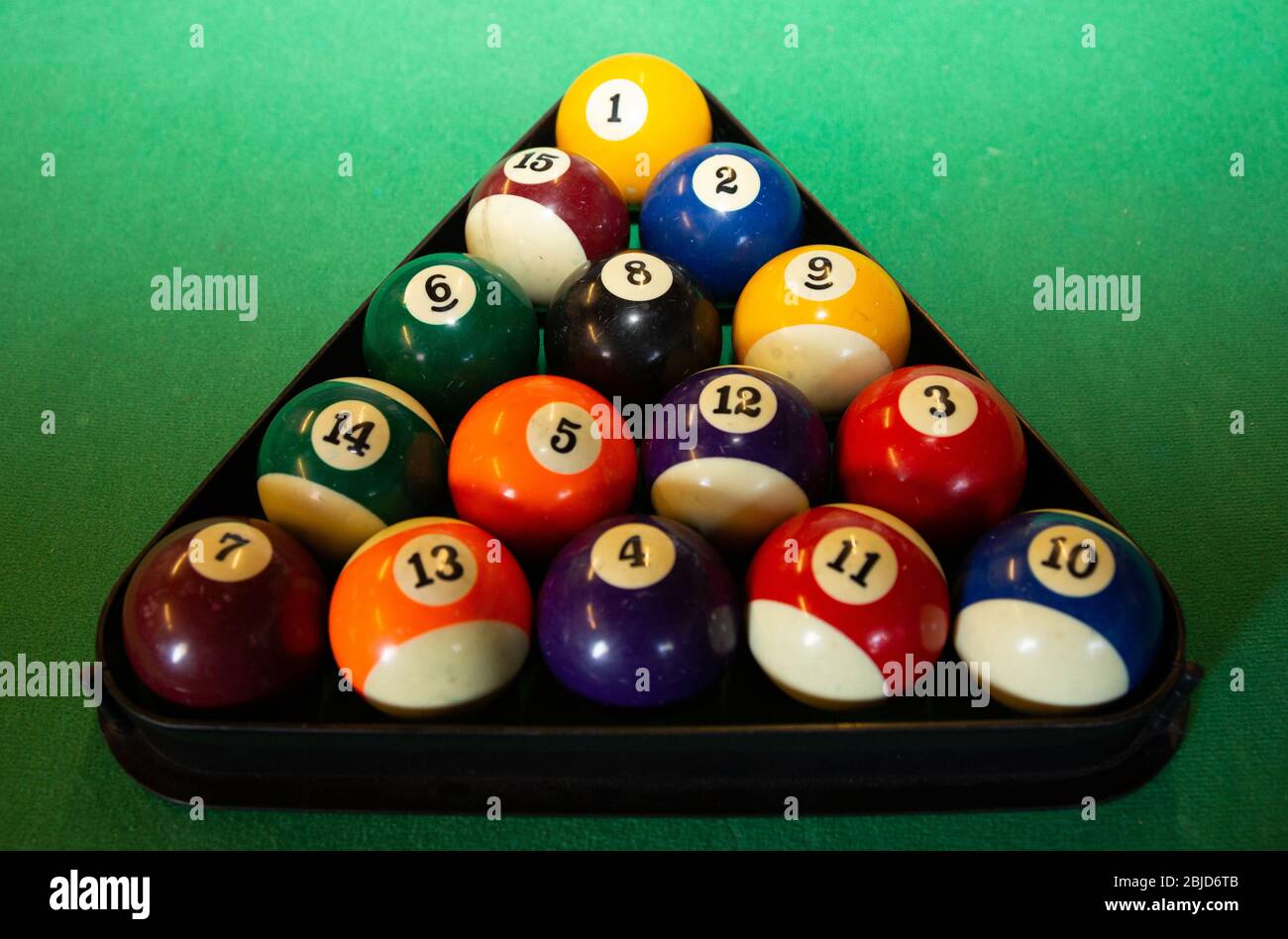 Pool balls in triangle Stock Photo Alamy