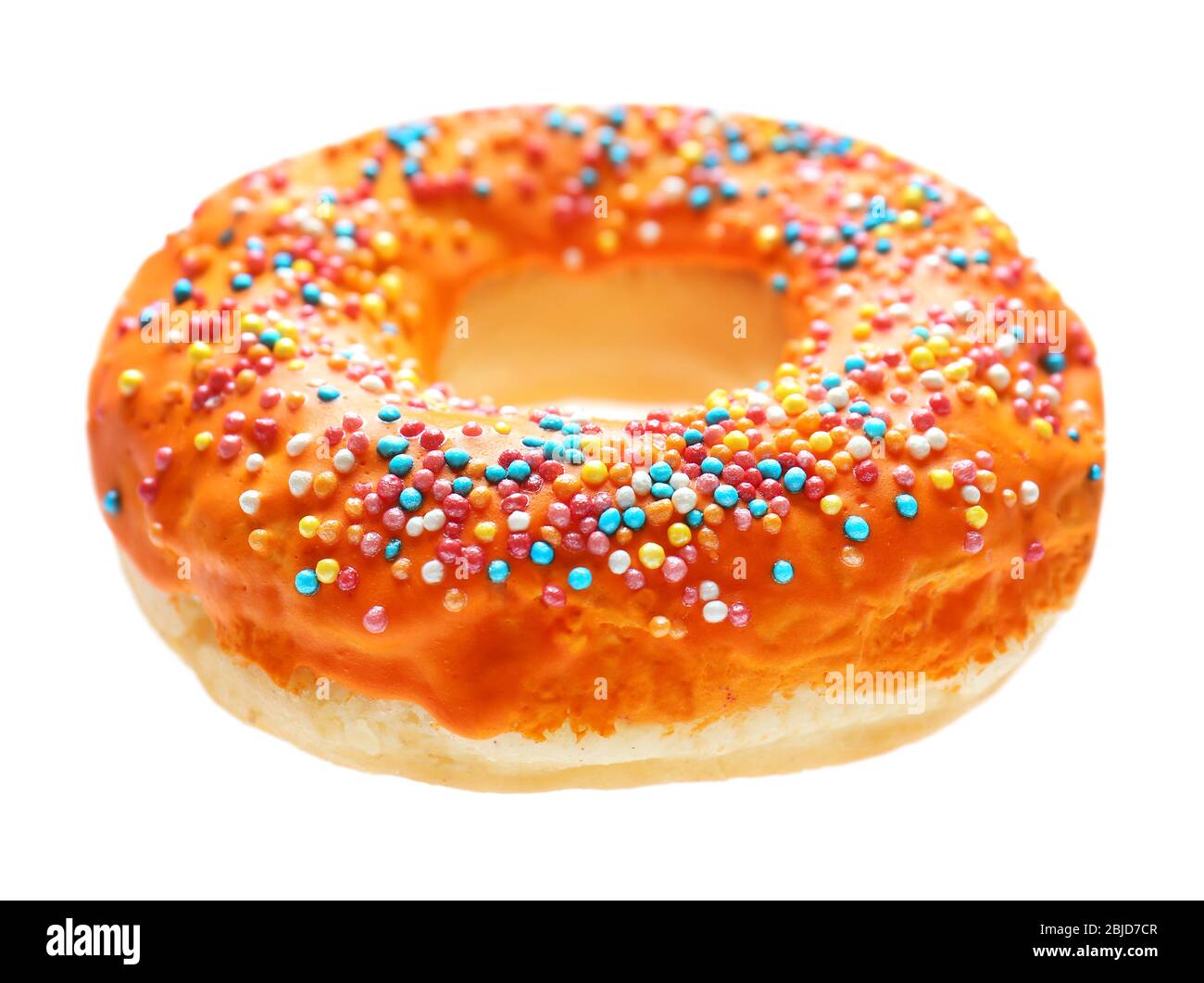 Glazed donut on white background Stock Photo - Alamy