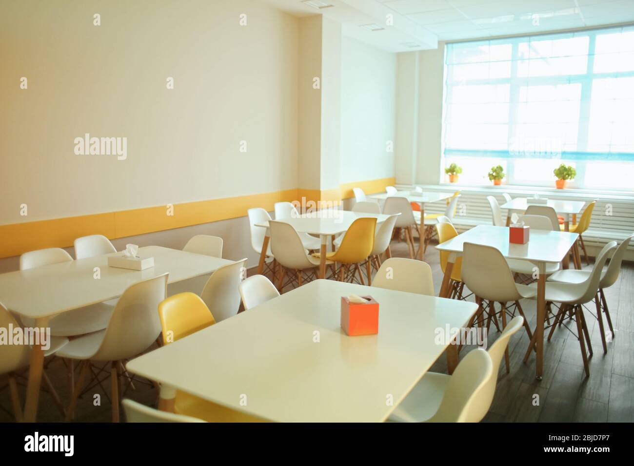 Cafeteria in modern school Stock Photo