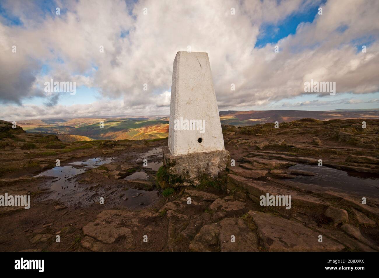 Win Hill summit and trig point in the Peak District National Park, England, UK Stock Photo