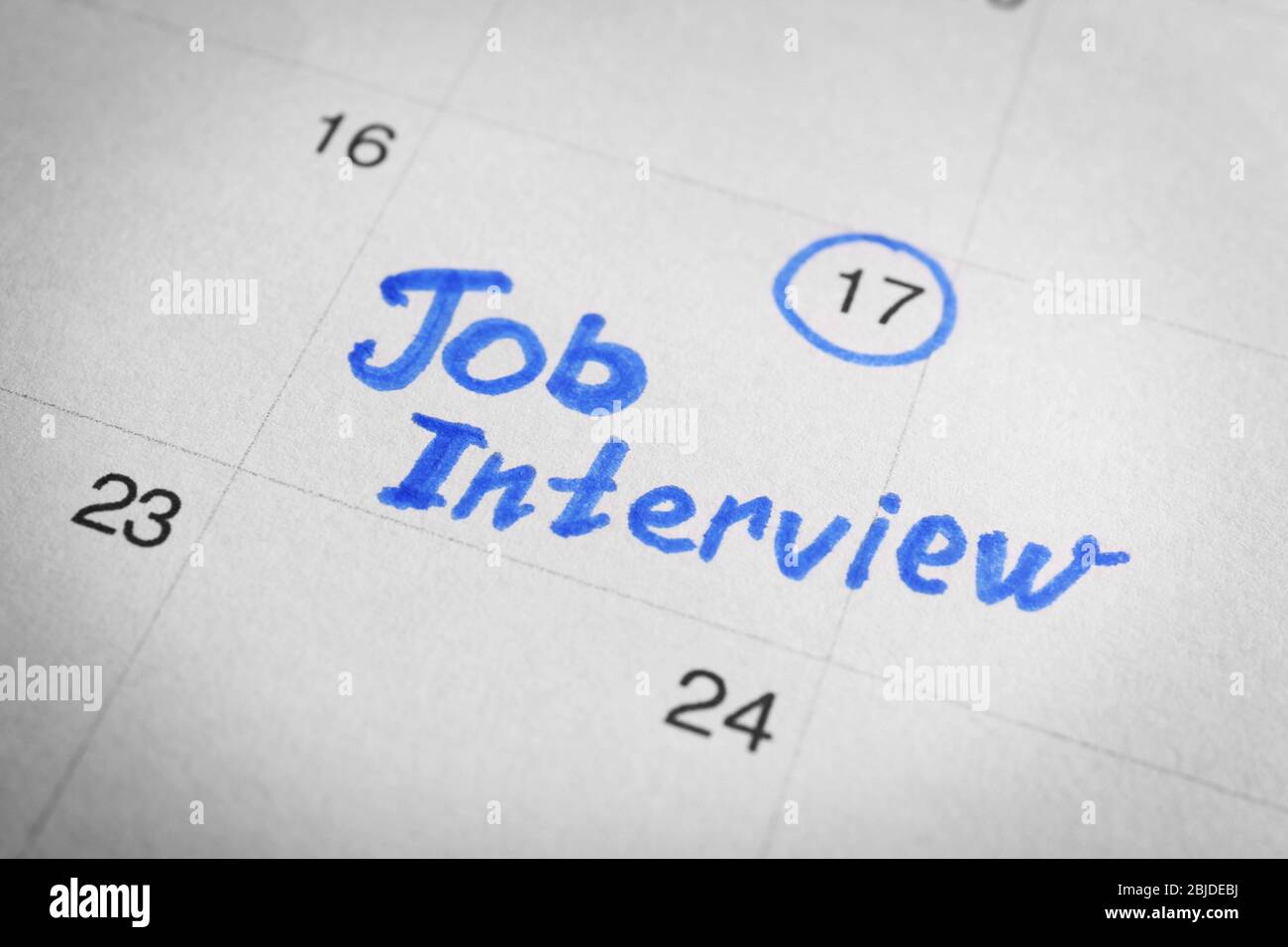 Job interview reminder on calendar Stock Photo - Alamy