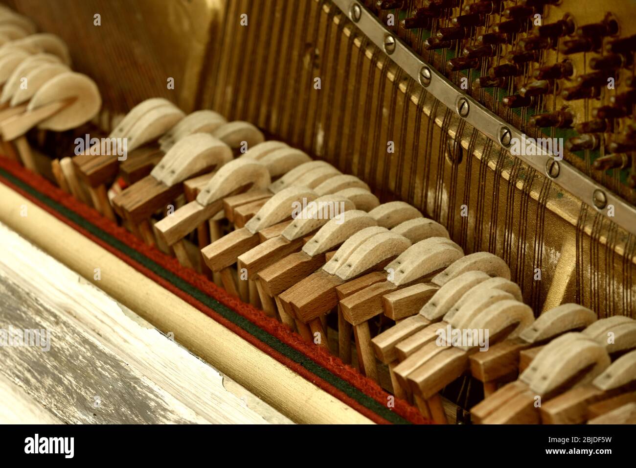 Closeup of old damaged piano, view from inside Stock Photo Alamy