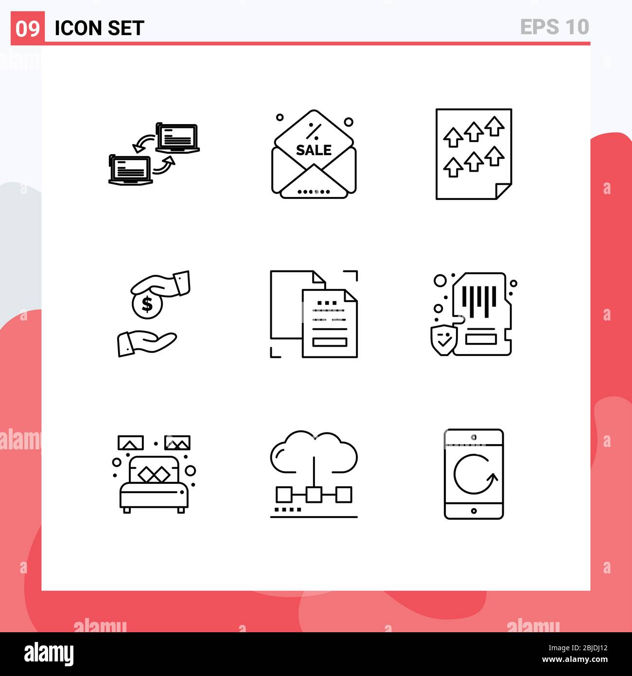 9 Creative Icons Modern Signs and Symbols of content, bureaucracy, data, bribery, report Editable Vector Design Elements Stock Vector