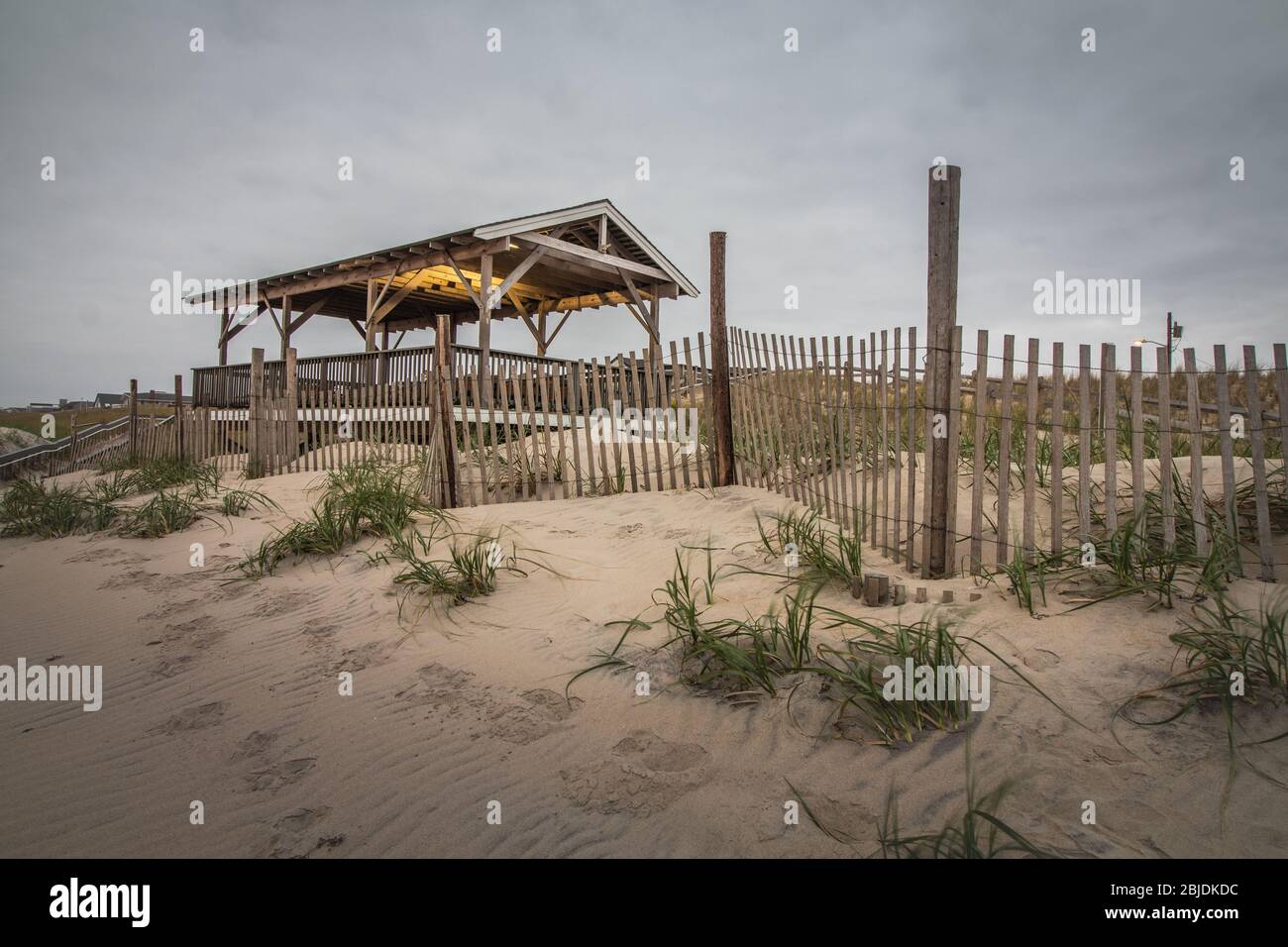 The Pearl Street pavilion on Long Beach Island as seen from the beach Stock Photo