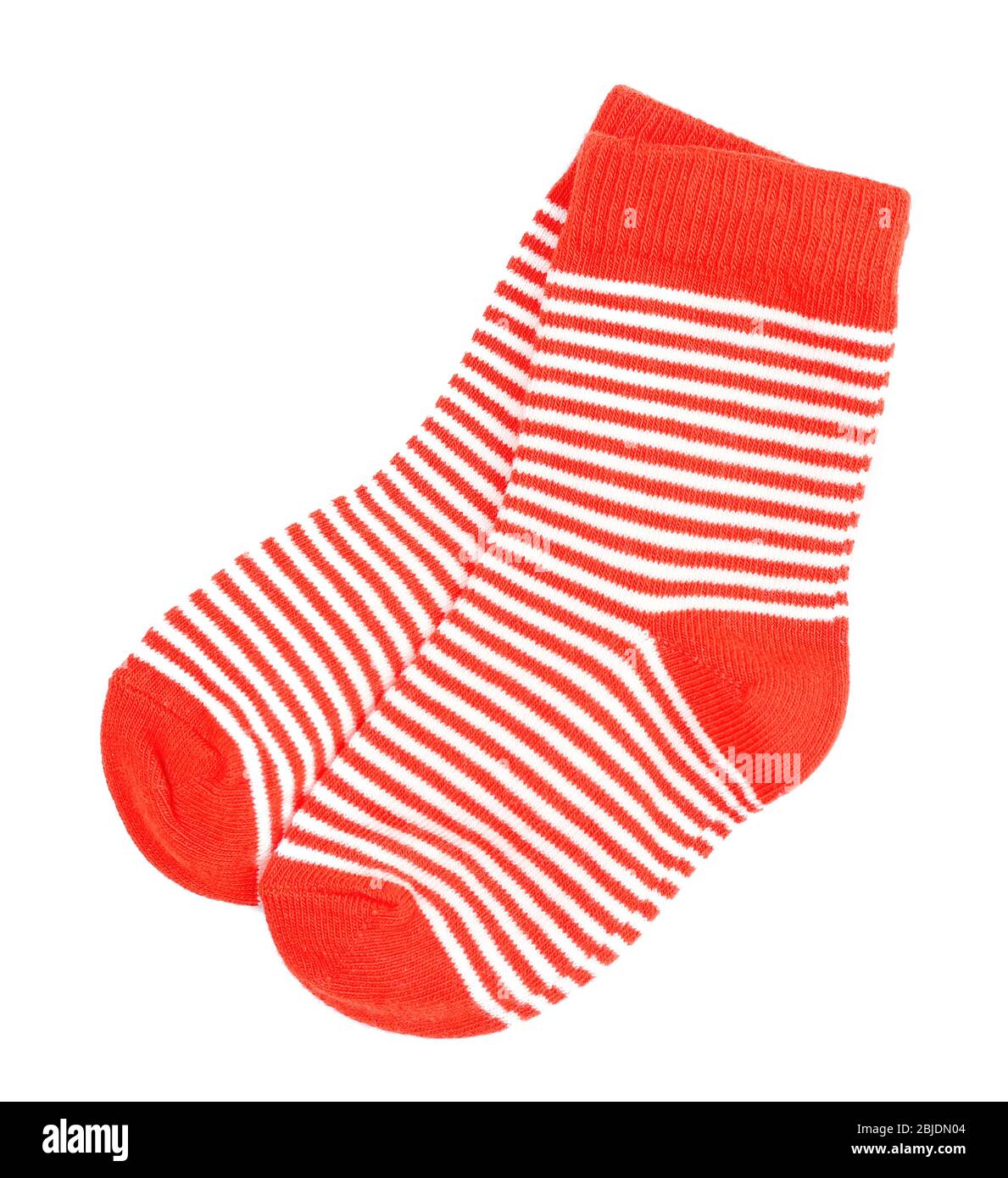 Red striped baby socks isolated on white Stock Photo - Alamy