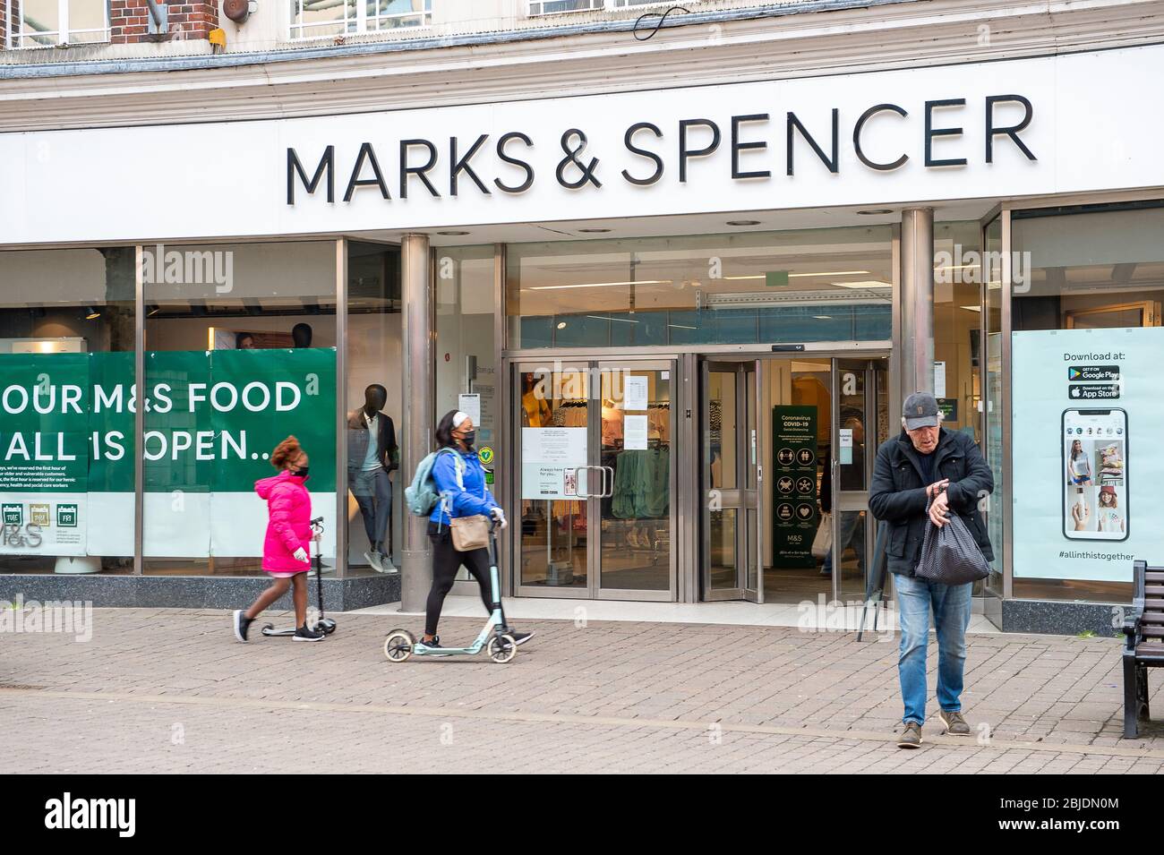 StainesuponThames, Surrey, UK. 29th April, 2020. Shoppers were out on