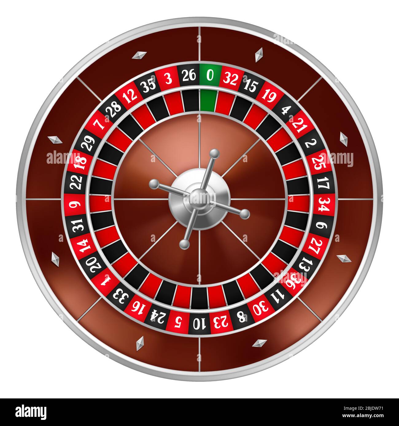 Realistic casino gambling roulette wheel. Stock Vector
