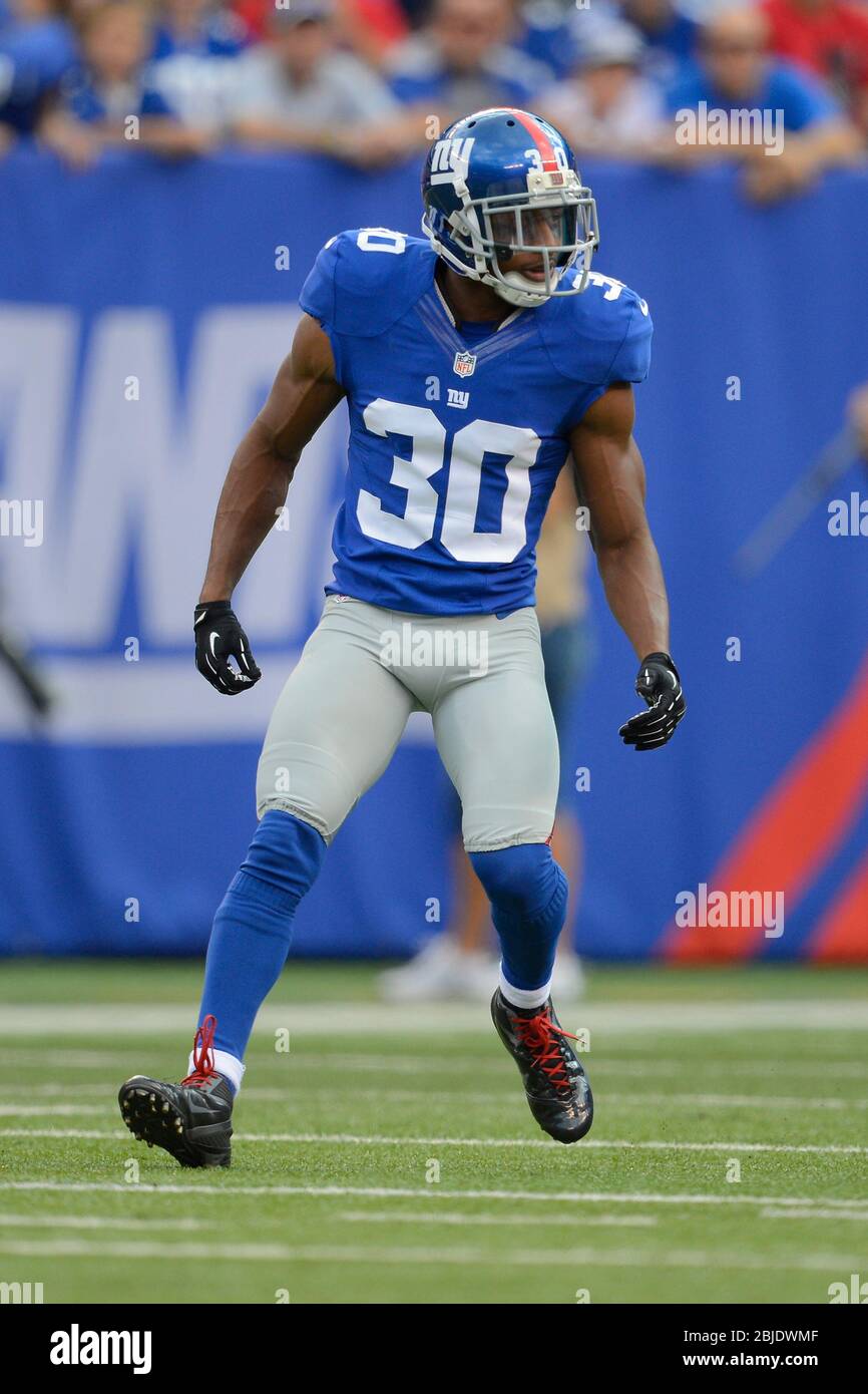 16 September 2012: New York Giants defensive back Justin Tryon (30) during a week 2 NFL NFC matchup between the Tampa Bay Buccaneers and New York Gian Stock Photo