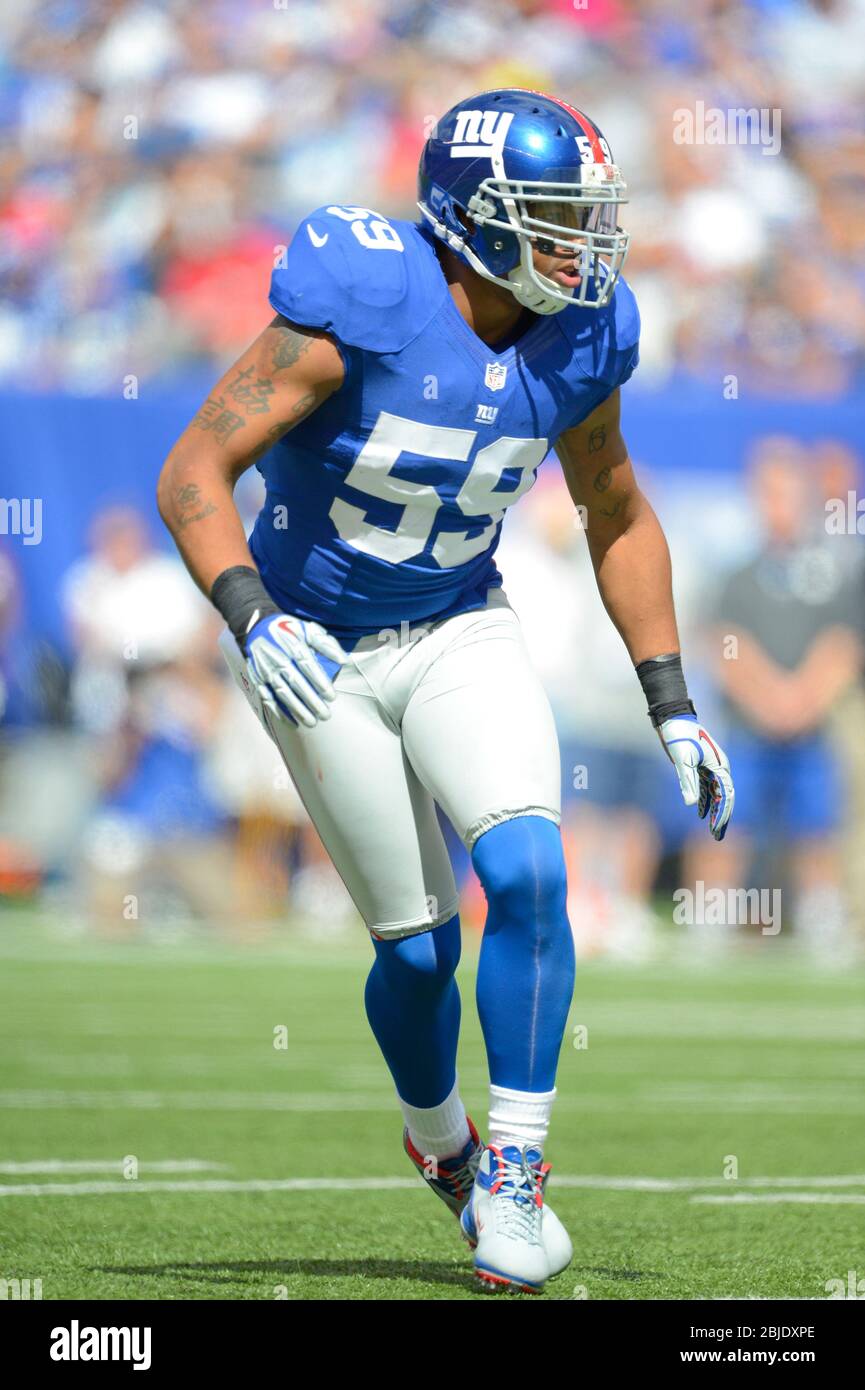 16 September 2012: New York Giants linebacker Michael Boley (59) during a week 2 NFL NFC matchup between the Tampa Bay Buccaneers and New York Giants Stock Photo