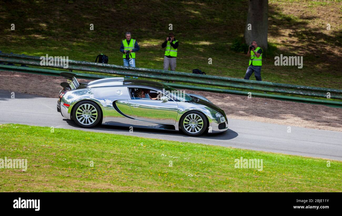 A chrome Bugatti Veyron on the Prescott Hill Race track, Gloucestershire, England Stock Photo