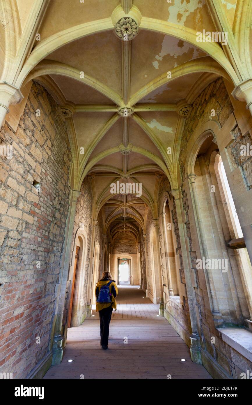Interior corridor at Woodchester mansion, Gloucestershire, England Stock Photo