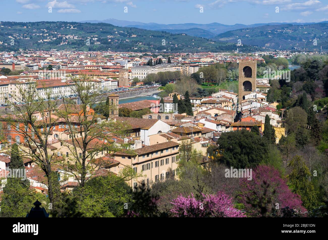 Beautiful panoramic view of the Florence from Boboli Gardens. Tuscany, Italy. Stock Photo