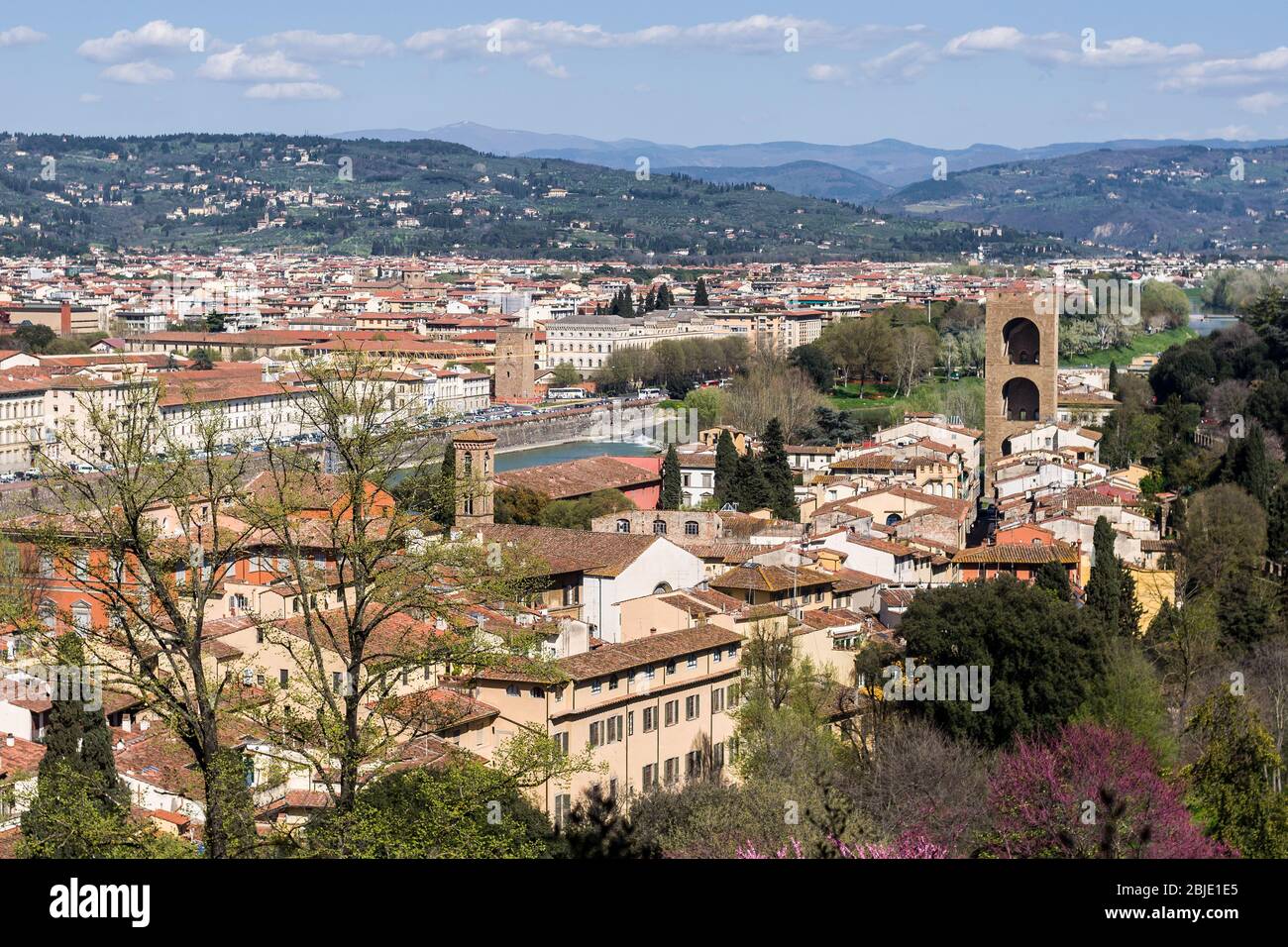 Beautiful panoramic view of the Florence from Boboli Gardens. Tuscany, Italy. Stock Photo