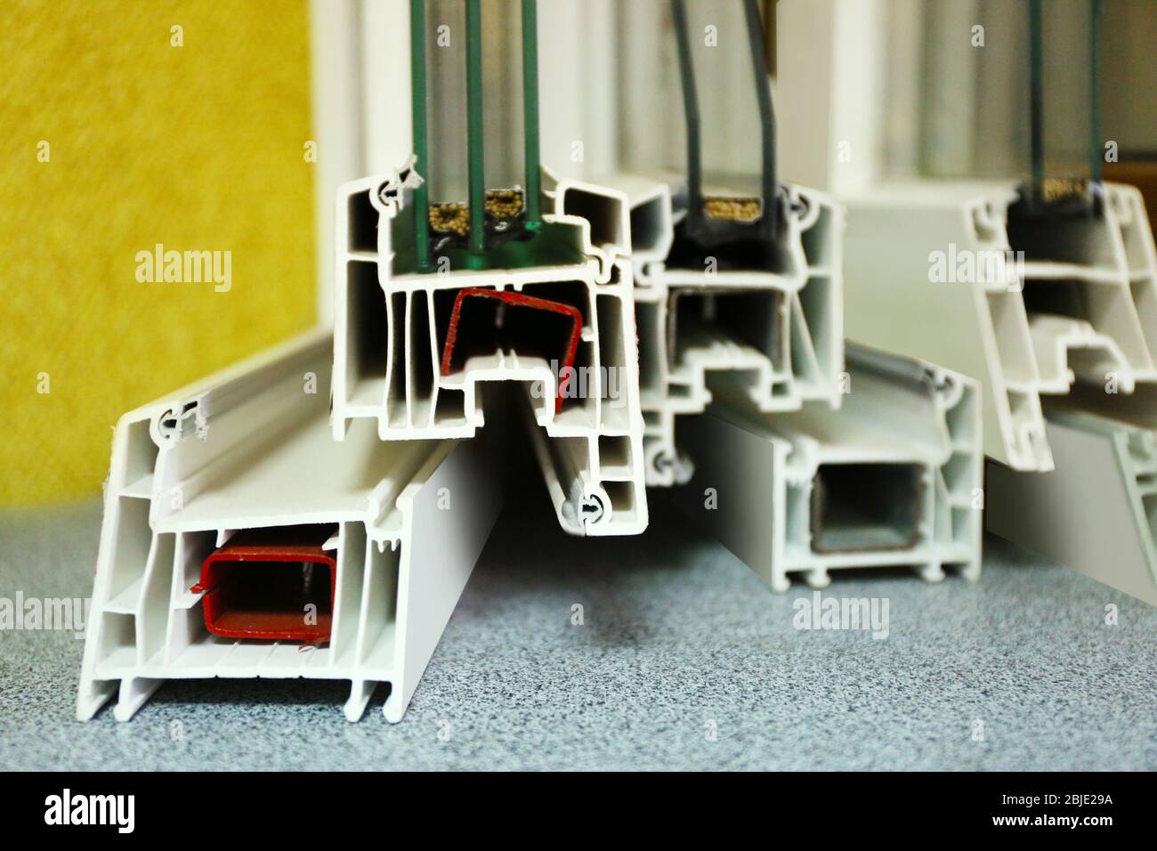 Set of window profile samples in shop Stock Photo - Alamy