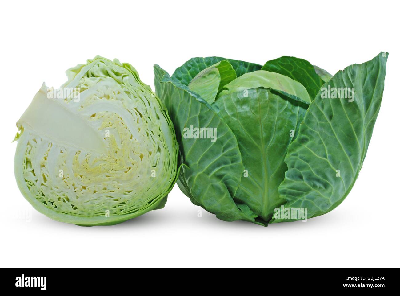 Green cabbage isolated on white background Stock Photo