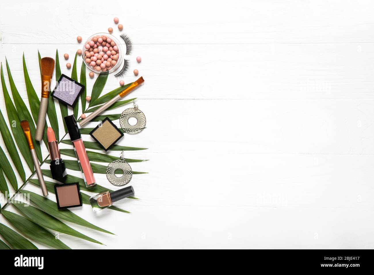 Professional makeup brushes and tools, make-up products set Stock Photo