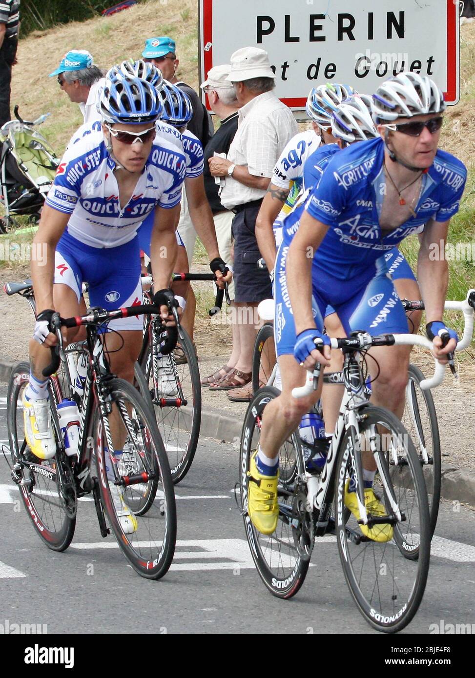 Sylvain Chavanel of Quick Step and Nicolas Jalabert of Agritubel during the  Championnat de France 2009,