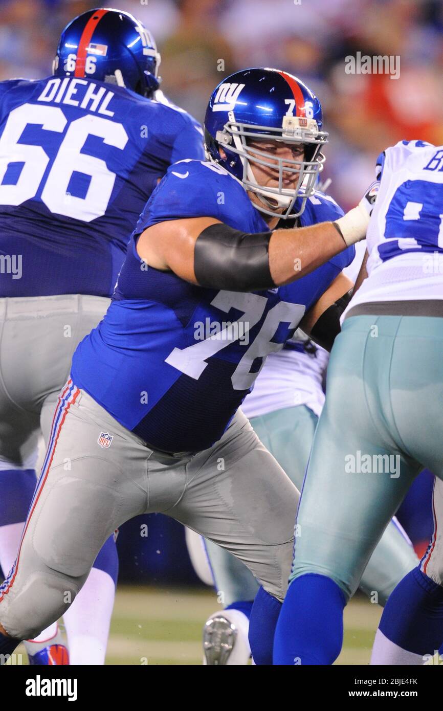05 September 2012: New York Giants guard Chris Snee (76) during a week 1 NFL matchup between the Dallas Cowboys and New York Giants at Metlife Stadium Stock Photo