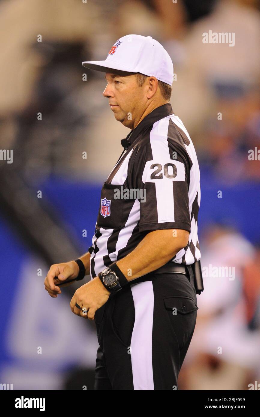 05 September 2012: Replacement NFL Referee Jim Core (20) during a week 1 NFL matchup between the Dallas Cowboys and New York Giants at Metlife Stadium Stock Photo