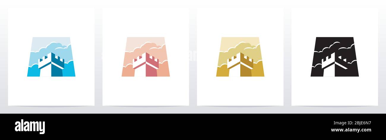 Fortress And Sky Logo Design Stock Vector