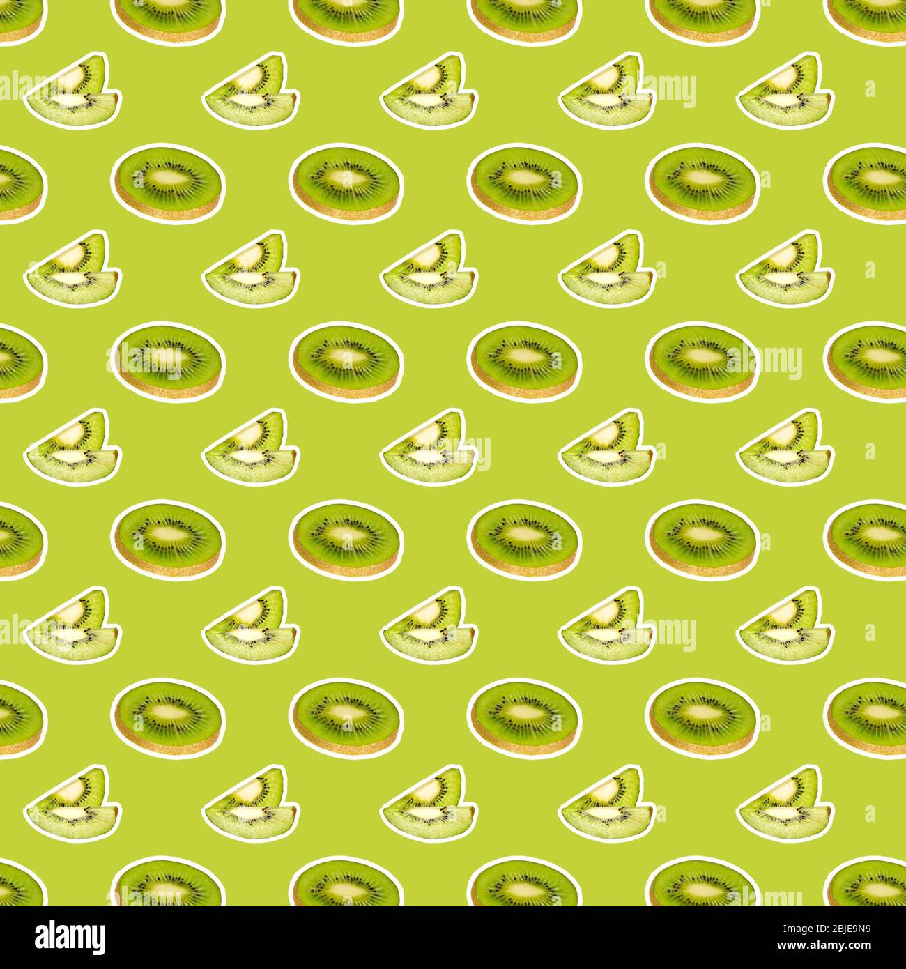 Food pattern. Creative collage with fresh slice kiwi on colored background. Food texture Stock Photo