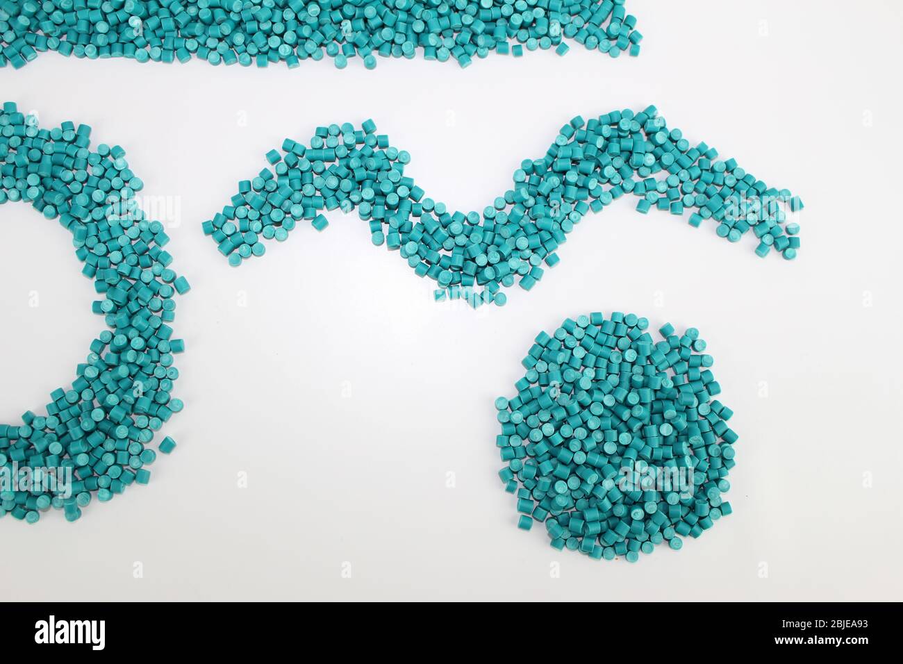 Geometric figures formed by polymers, plastic, a row, a donut, a wavy ...