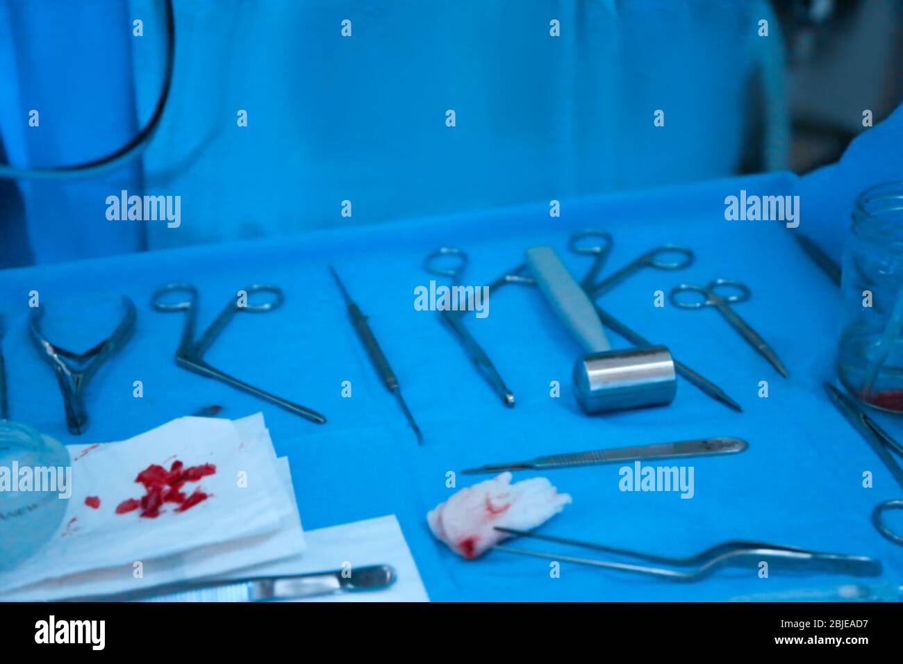 Set of surgical instruments on table in operating room Stock Photo - Alamy