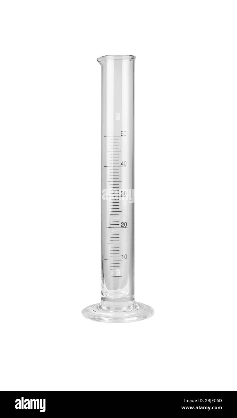 Graduated cylinder on white background Stock Photo - Alamy