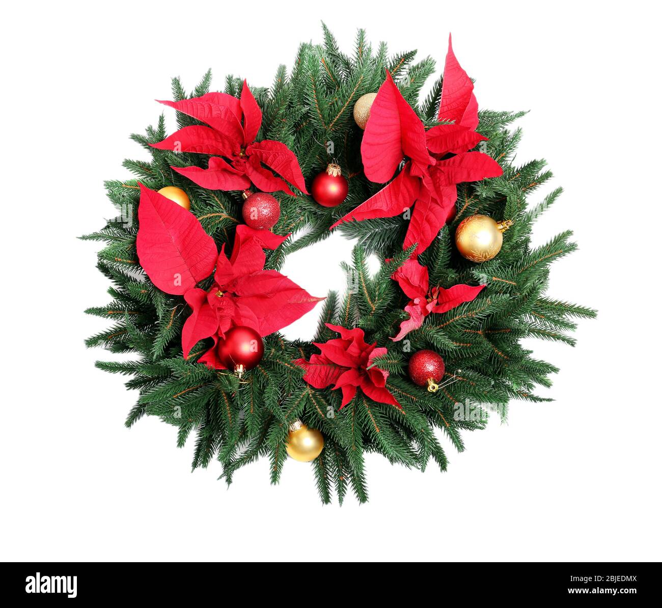 Beautiful Christmas wreath on white background Stock Photo - Alamy