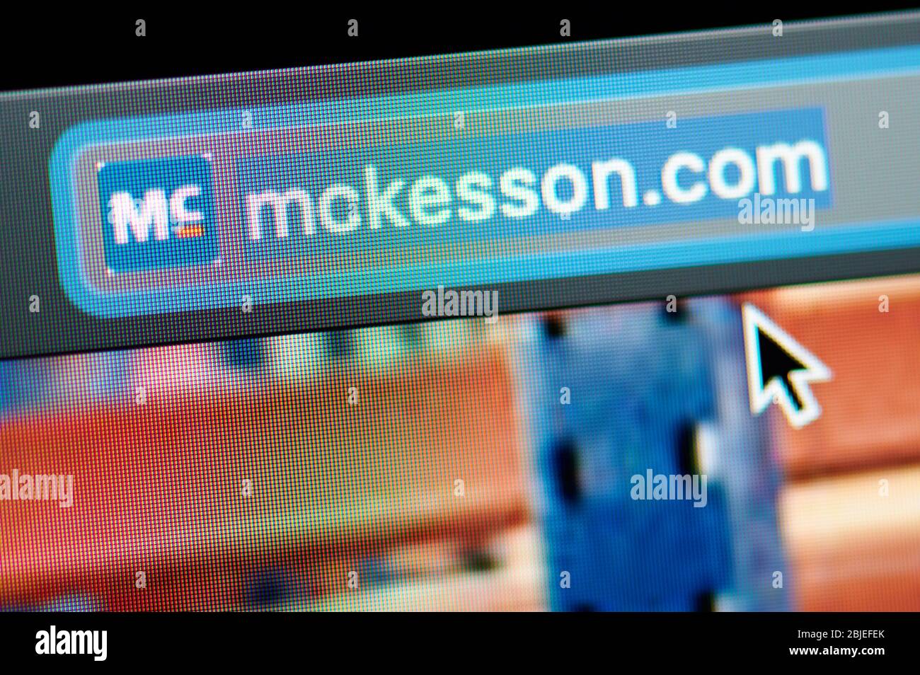 New-York , USA - April 29 , 2020: McKesson url link adress website close up view on laptop screen Stock Photo