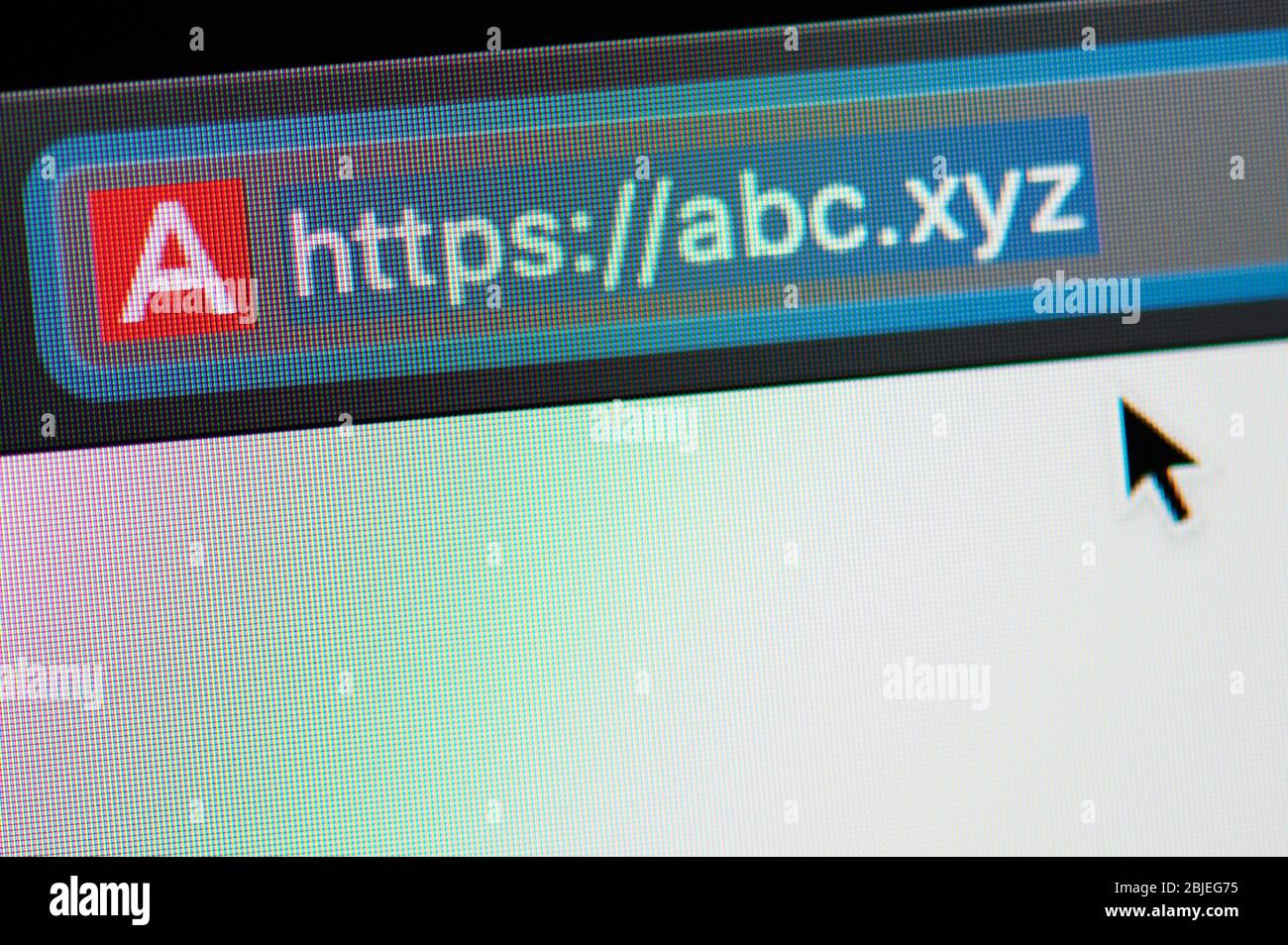 New-York , USA - April 29 , 2020: Alphabet url link adress website close up view on laptop screen Stock Photo