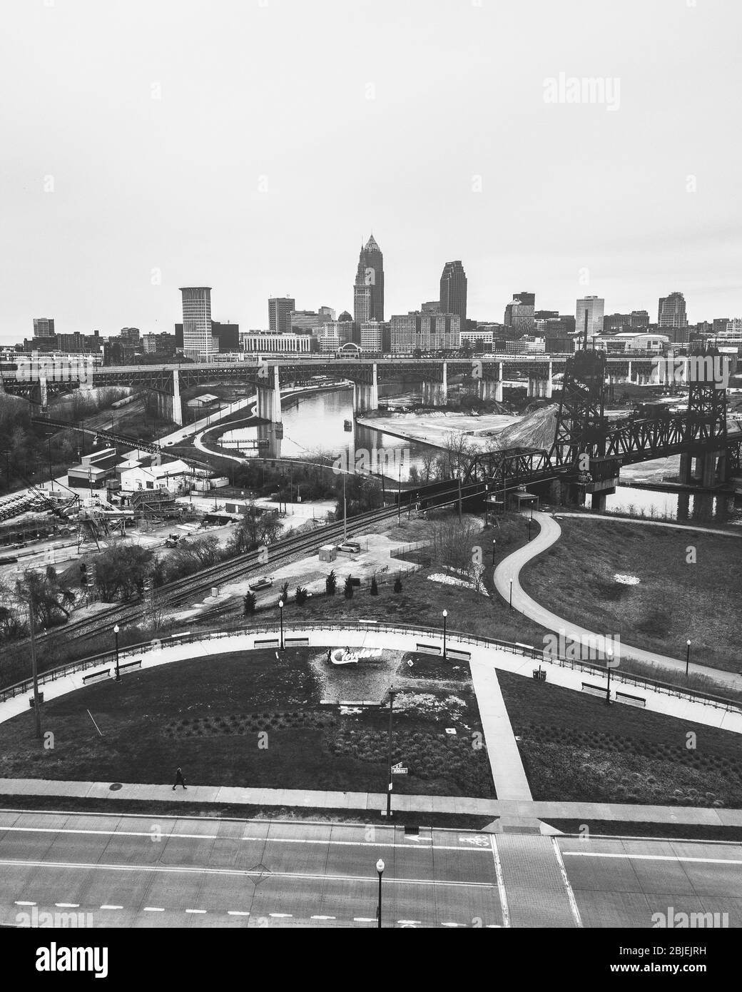 Cleveland Ohio Skyline from Tremont from a Drone Stock Photo Alamy