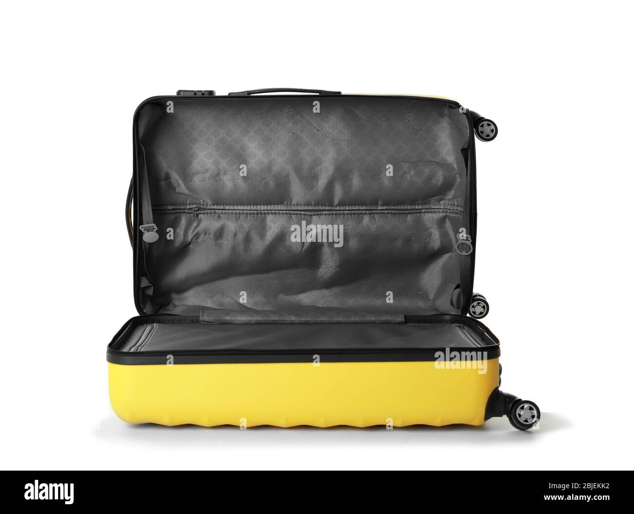 Opened traveler bag, isolated on white Stock Photo