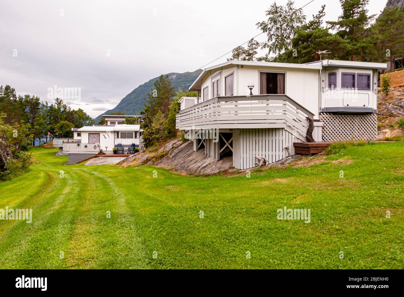 Mobile Homes in Viken Gjestehavn, Norway Stock Photo