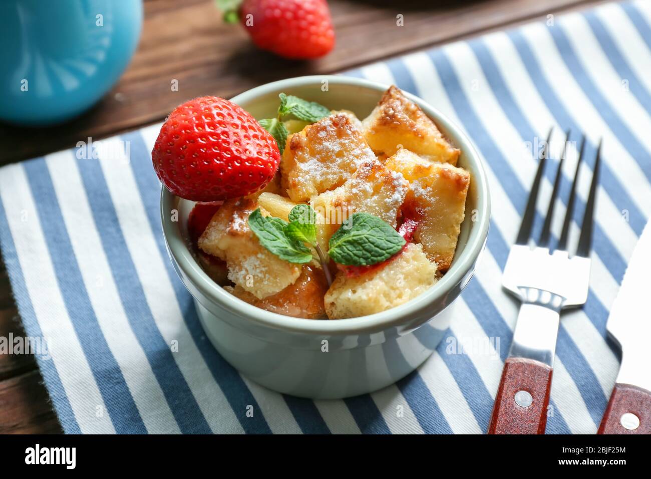 Bread Pudding with Raspberry Sauce by in Brooklyn