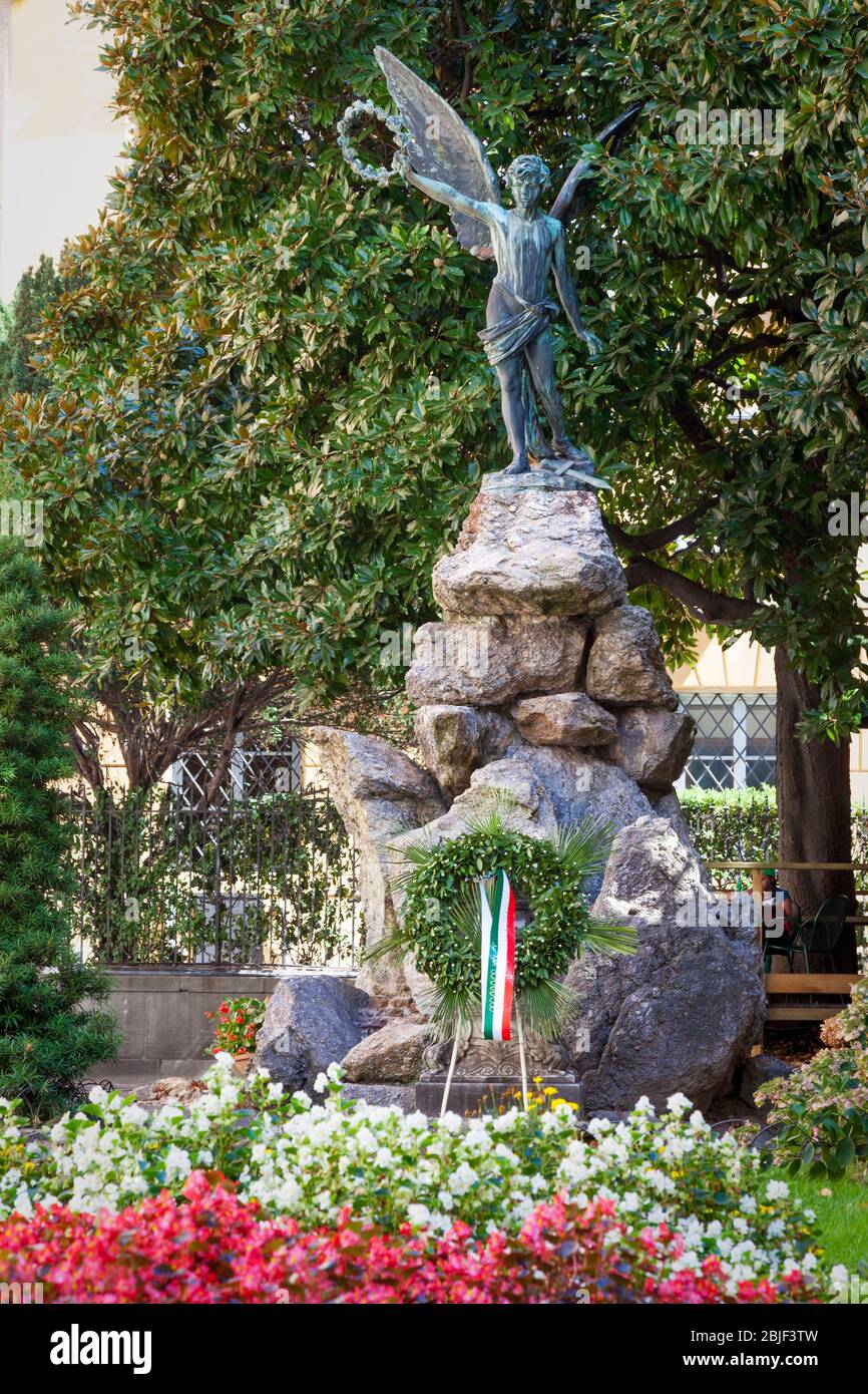 Memorial statue - Ai Caduti per la Patria (To the fallen for the homeland), Piazza XX Settembre, Lucca, Tuscany, Italy Stock Photo