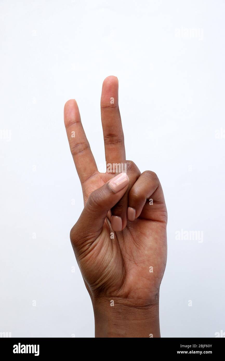 black african indian female hand counting Stock Photo