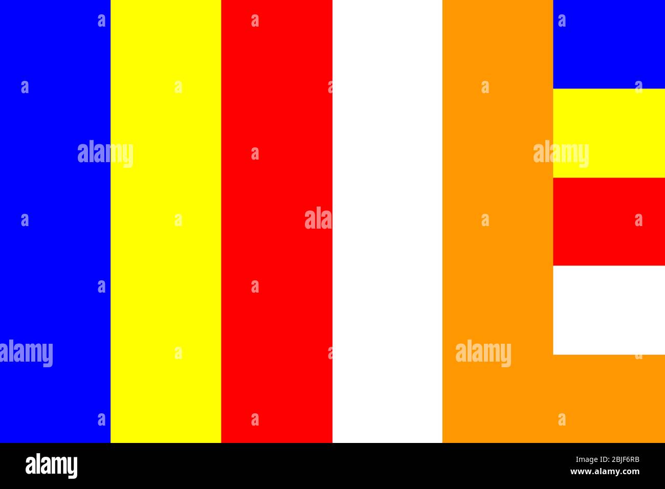 Buddhist flag International symbol Buddhism religion illustration Stock