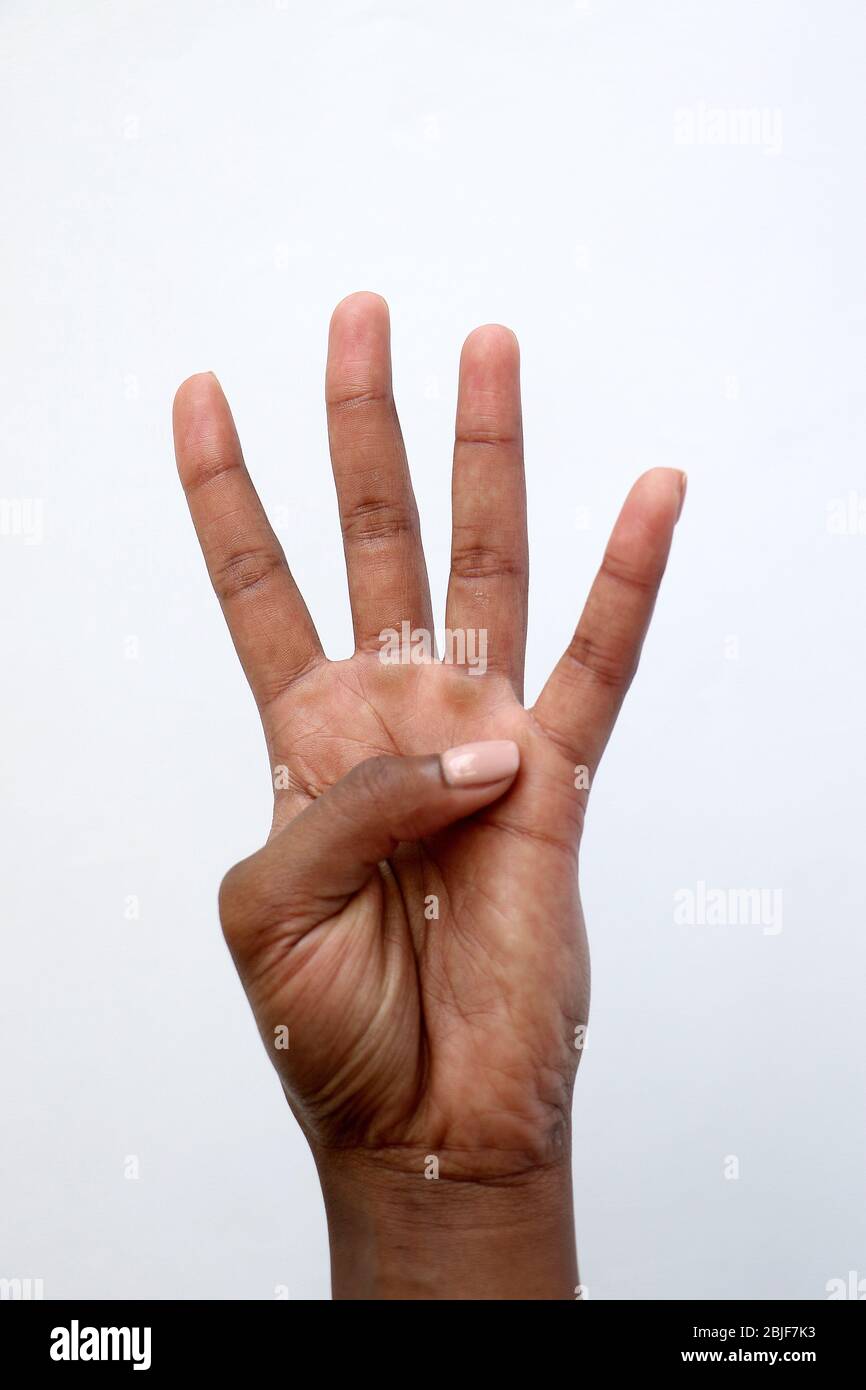 black african indian female hand counting Stock Photo