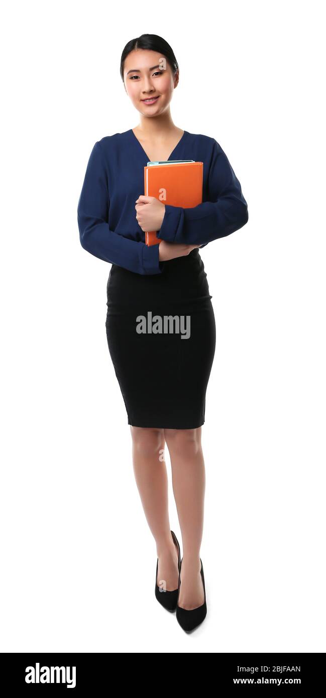Portrait of Asian female teacher isolated on white Stock Photo - Alamy