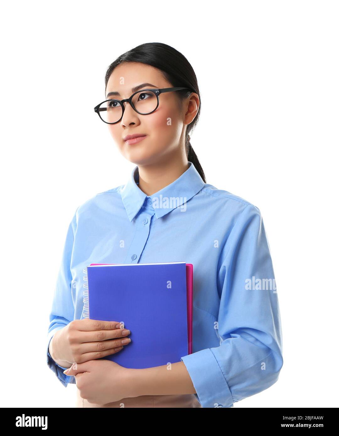 Portrait of Asian female teacher isolated on white Stock Photo - Alamy