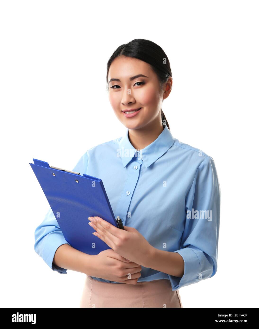 Portrait of Asian female teacher isolated on white Stock Photo - Alamy