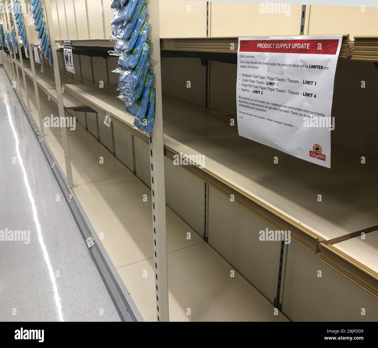 Empty Shelves at ShopRite grocery story in Tom's River, NJ, USA