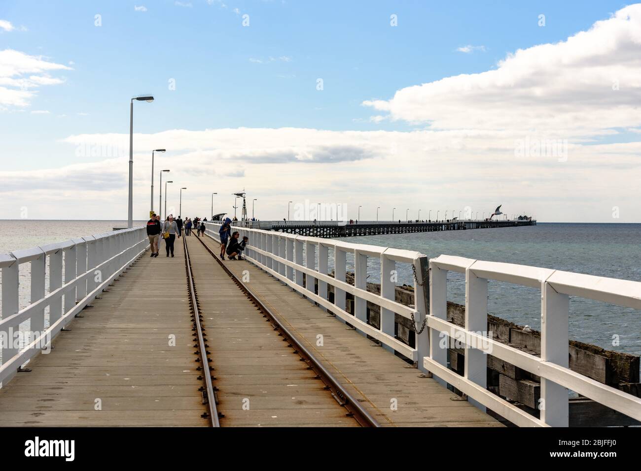 Looking out toward the Indian Ocean on the Busselton Jetty Stock Photo