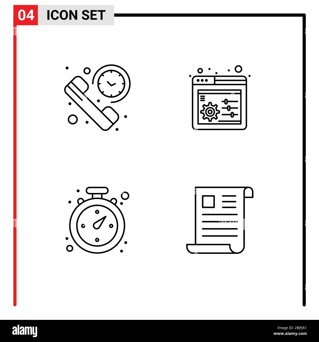 4 Universal Line Signs Symbols of call, navigation, summary, panel
