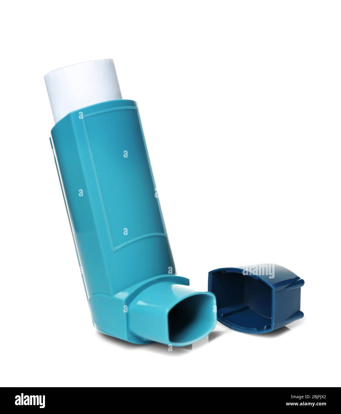 Asthma inhaler on white background Stock Photo Alamy