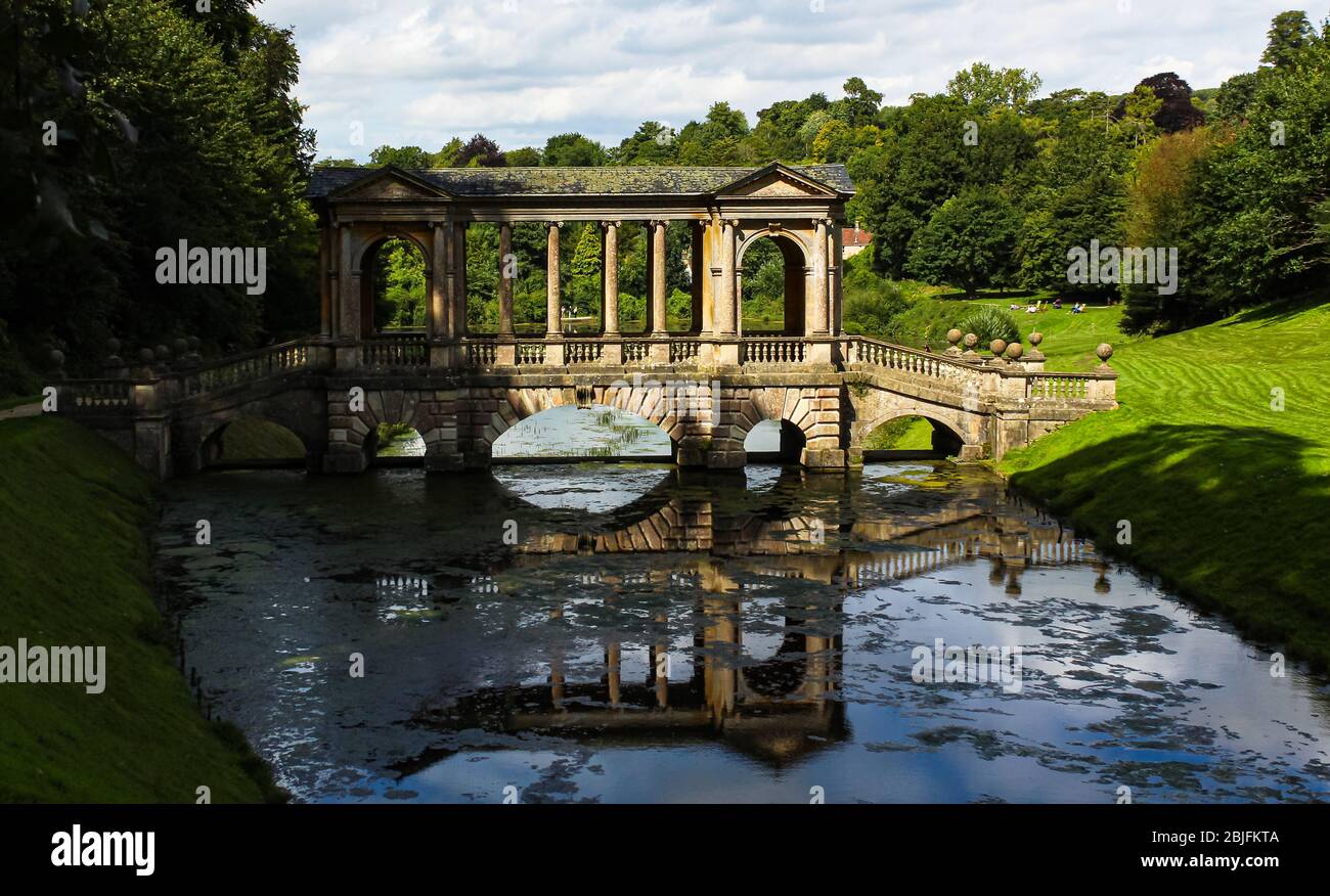 The Palladian Bridge reflection, Bath, England. Stock Photo