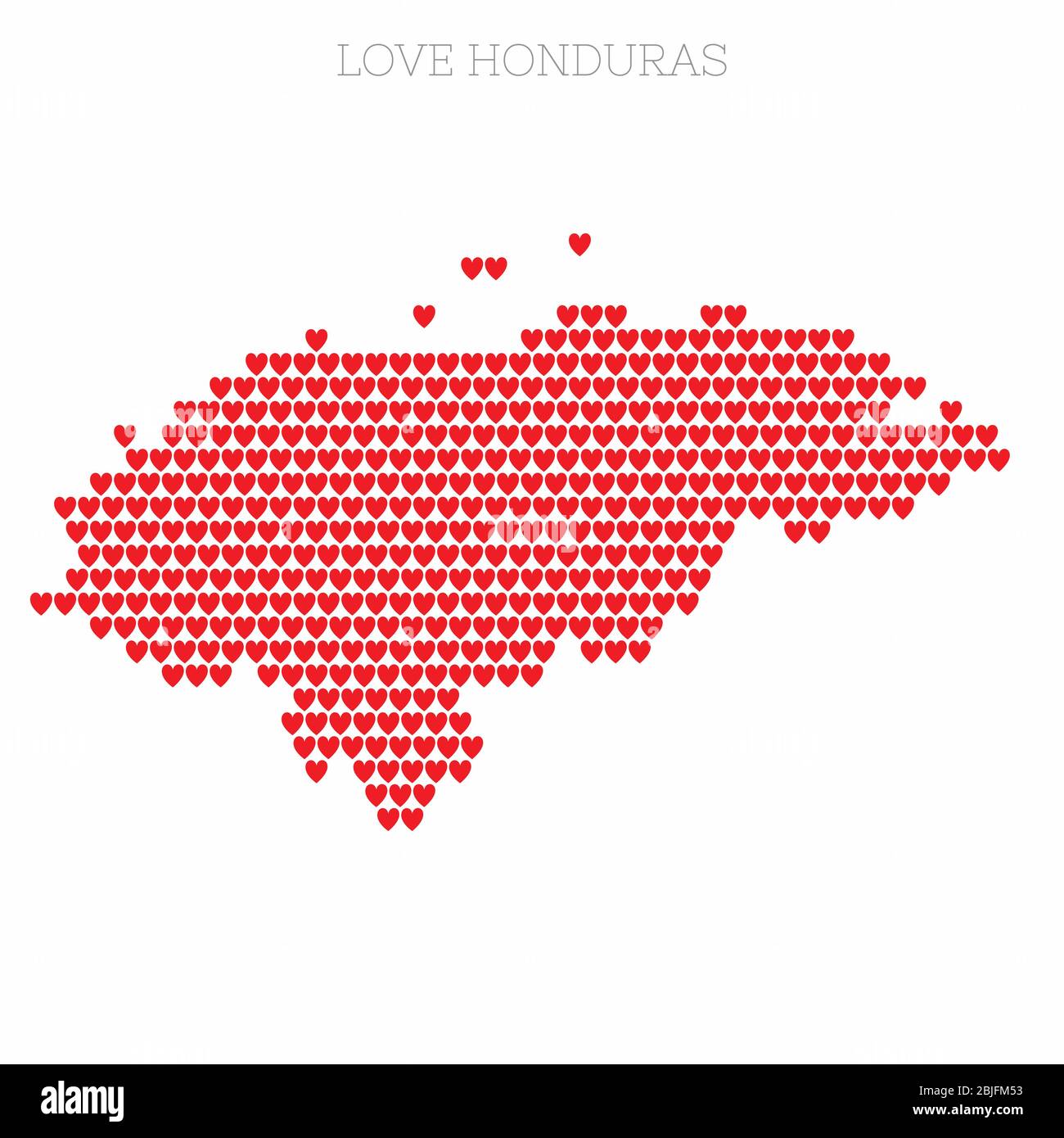 Honduras country map made from love heart halftone pattern Stock Vector